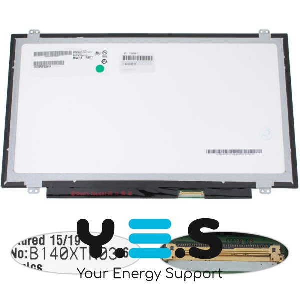 Уцінка! Матриця 14.0" B140XTN03.6 1366×768 40pin LED Slim глянець, розʼєм справа внизу, вертикальні вушка