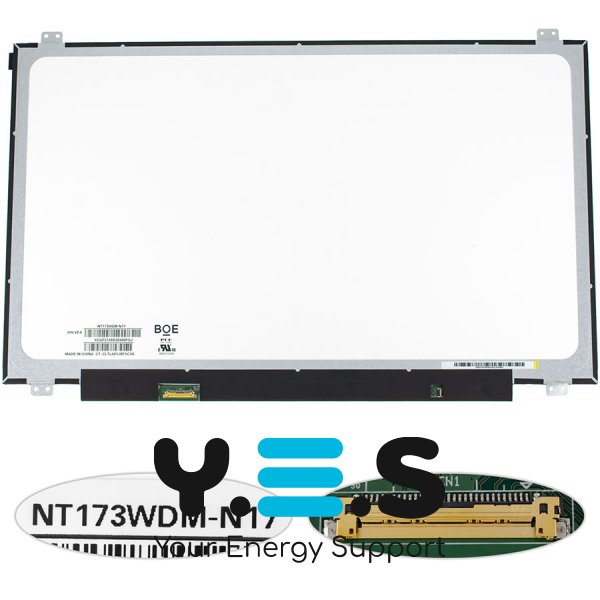 Матриця 17.3" NT173WDM-N17 1600×900 LED Slim, eDP 30pin, глянець, конектор зліва знизу