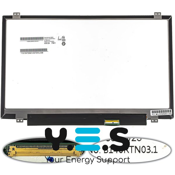 Уцінка! Матриця 14" B140RTN03.1 1600×900 40pin LED Slim матова, розʼєм справа знизу (renew)