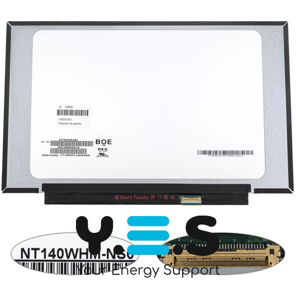 Матриця 14" NT140WHM-NS0 1366×768 eDP 30pin LED Slim матова, розʼєм справа знизу