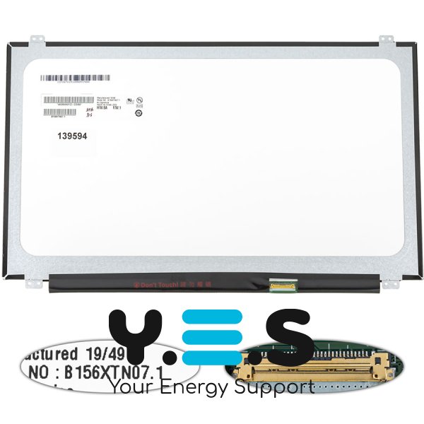 Уцінка! Матриця 15.6" B156XTN07.1 1366×768 eDP 30pin LED Slim матова, розʼєм справа знизу