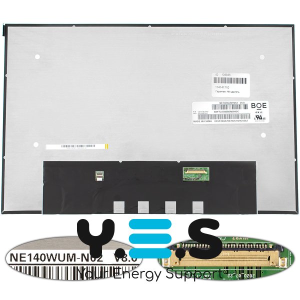 Матриця 14" NE140WUM-N62 IPS 1920×1200 eDP 30pin LED Slim матова, роз’єм справа знизу