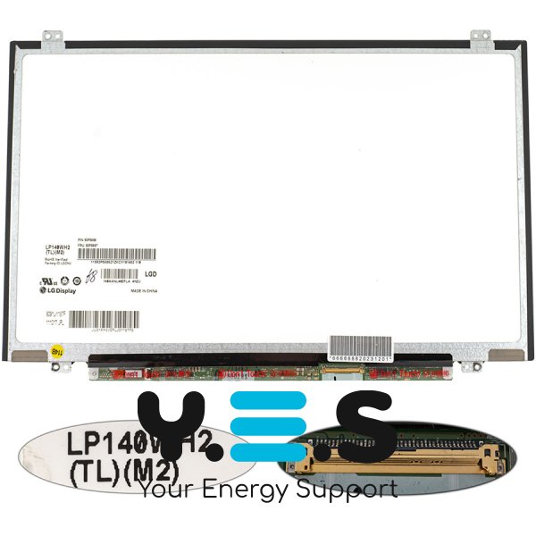 Матриця 14.0" LP140WH2-TLM2 1366×768 40pin LED Slim глянець, вушка вертик., конектор справа (renew)