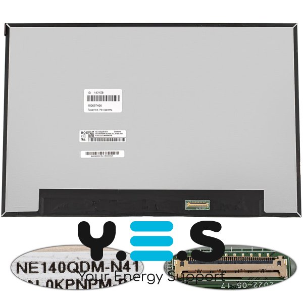 Матриця 14" NE140QDM-N41 IPS 2560×1600 90Hz eDP 40pin LED Slim матова, роз’єм справа знизу