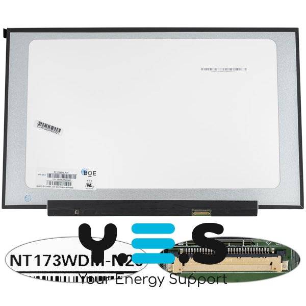 Матриця 17.3" NT173WDM-N25 1600×900 eDP 30pin LED Slim матова, розʼєм справа знизу