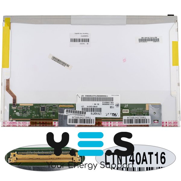 Матриця 14" LTN140AT16 1366×768 40pin LED глянцева, конектор зліва внизу (renew)