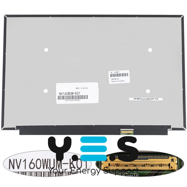 Матриця 16.0" NV160WUM-K01 Touch IPS 1920×1200 eDP 40pin LED Slim матова, роз’єм справа знизу