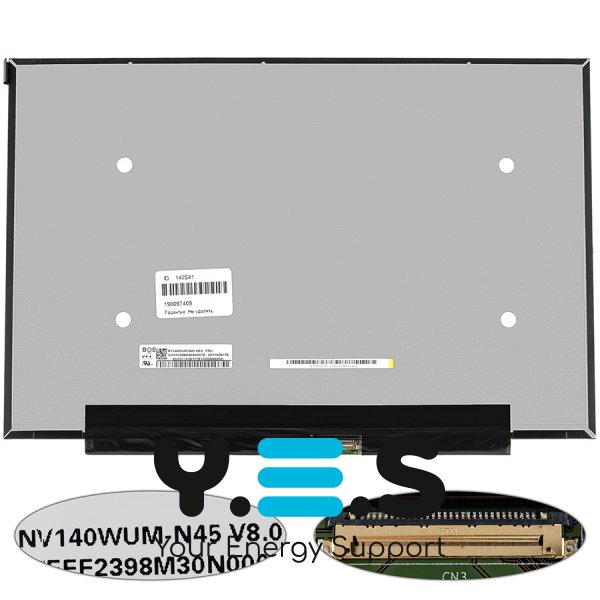 Матриця 14.0" NV140WUM-N45 IPS 1920×1200 eDP 30pin LED Slim матова, розʼєм по центру знизу