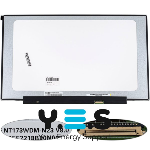 Матриця 17.3" NT173WDM-N23 1600×900 eDP 30pin LED Slim матова, розʼєм справа знизу