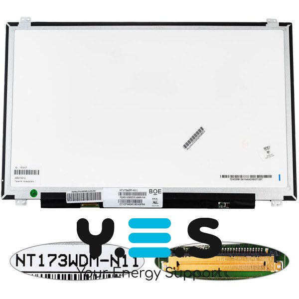Матриця 17.3" NT173WDM-N11 1600×900 eDP 30pin LED Slim глянець, розʼєм зліва знизу (renew)