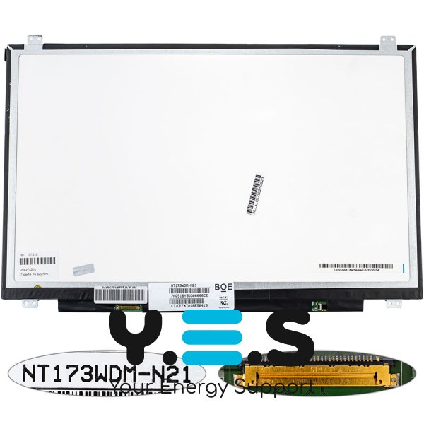 Матриця 17.3" NT173WDM-N21 1600x900 eDP 30pin LED Slim матова, розʼєм зліва знизу (renew)
