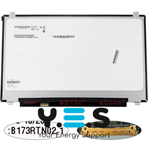 Матриця 17.3" B173RTN02.1 1600×900 eDP 30pin LED Slim матова, роз’єм зліва знизу (renew)