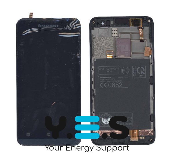Дисплейний модуль Lenovo P770: матриця + тачскрін, чорний, синя рамка