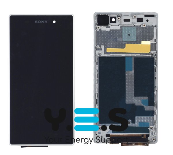 Тачскрін-матриця (модуль) для Sony Xperia Z1 C6902, чорна, з білою рамкою