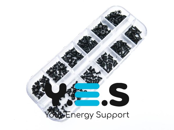 Набір чорних гвинтів для ноутбука 240шт (12 видів×20): корпусні болти M2/M2.5/M3