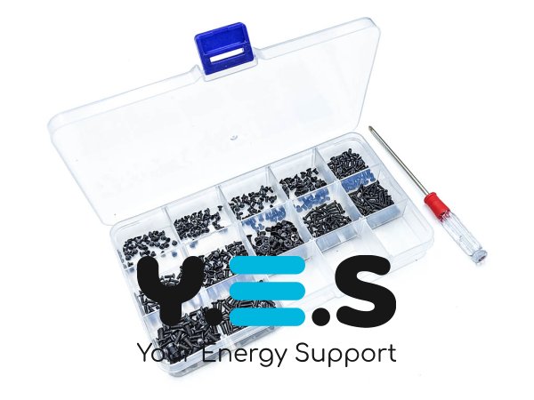 Набір гвинтів для ноутбука 600 шт (12×50): корпусні болти M2/M2.5/M3, чорні