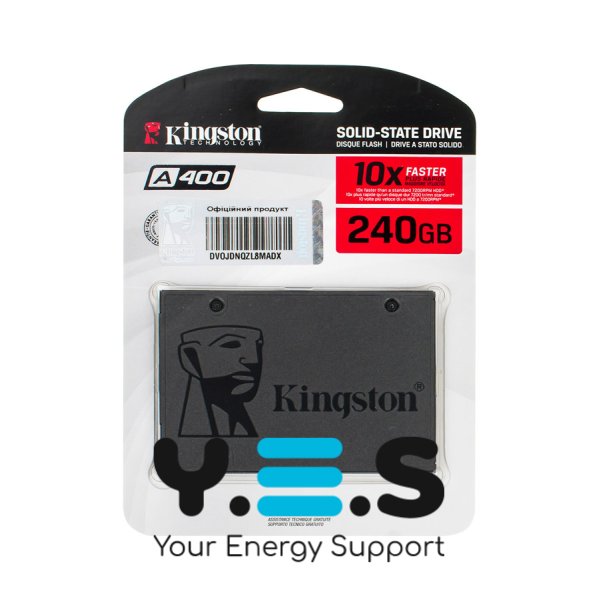 SSD диск Kingston A400 240 ГБ 2.5" SATA III (SA400S37/240G), TLC, 350/500 МБ/с