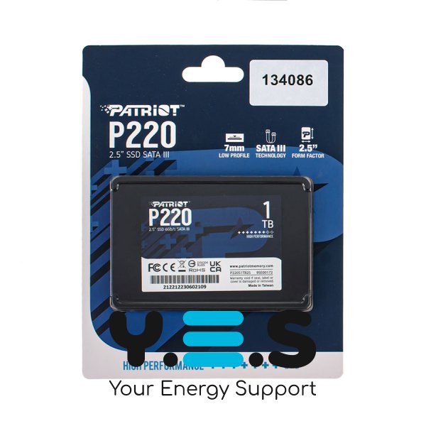 SSD Patriot P220 1ТБ 2.5" SATA III TLC 3D, P220S1TB25, 500/550 МБ/с