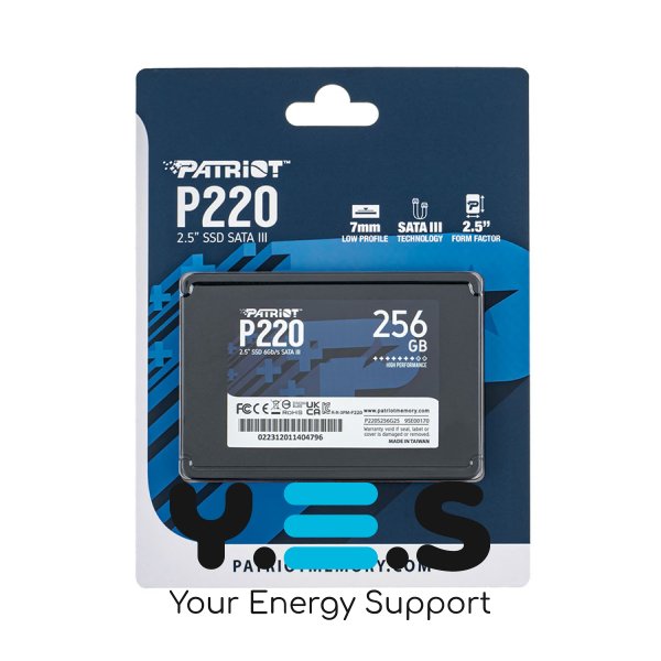 SSD Patriot P220 256GB 2.5" SATA III TLC 3D, 490/550 МБ/с (P220S256G25)