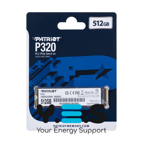 SSD Patriot P320 512GB M.2 2280 NVMe PCIe 3.0 x4 TLC 2200/3000 МБ/с (P320P512GM28)