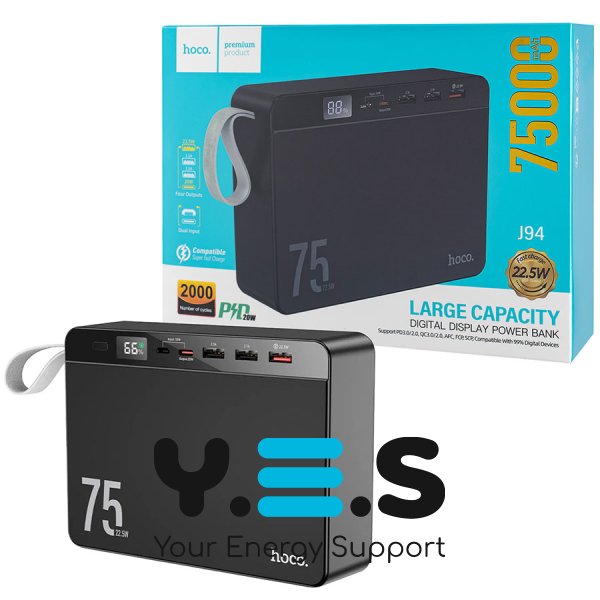 Універсальний павербанк HOCO J94 Overlord 75000mAh, 22.5W, чорний (6931474779175)