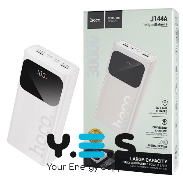 Універсальний павербанк HOCO J144A Hymn 30000mAh, білий (6942007642149)