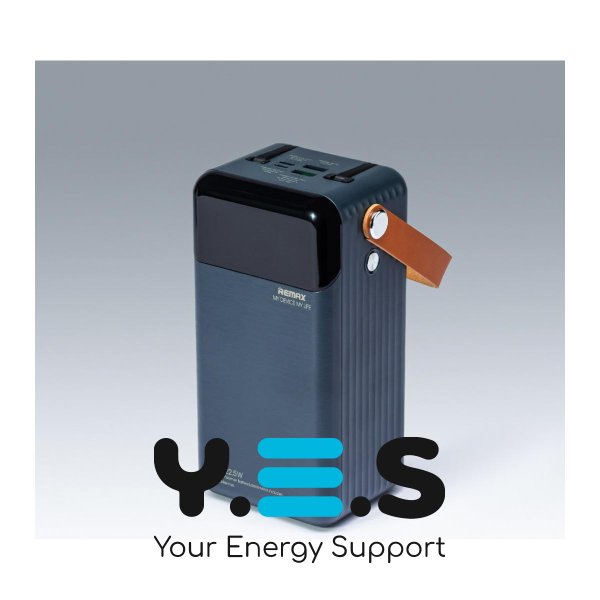 Повербанк Remax RPP-565 Gray 60000 мА·год, PD 20W + QC 22.5W, 2 кабелі, LED-ліхтарик