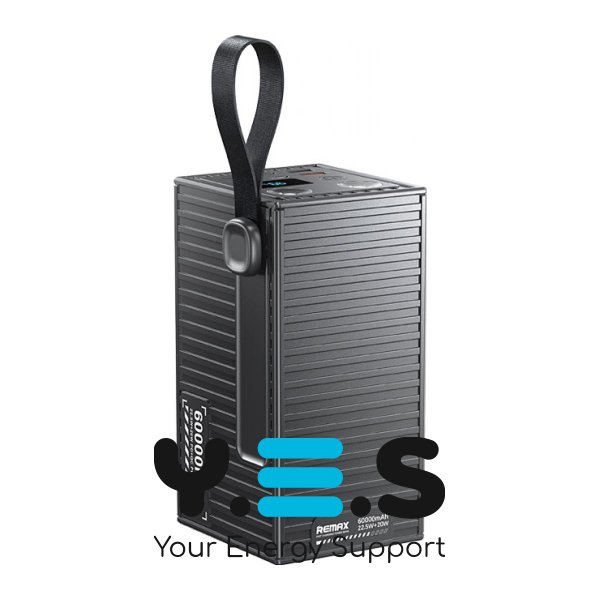 Павербанк Remax RPP-609 Pro 60000 мА·год, 22.5W швидка зарядка, LED ліхтарик (сірий)