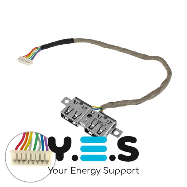 Б/в роз’єм живлення + USB для ноутбука HP 4525s з кабелем, P/N 613224-001