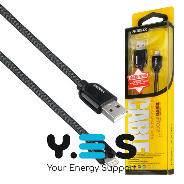 Кабель REMAX SUPER Composite USB–Lightning (iP) чорний 1 м