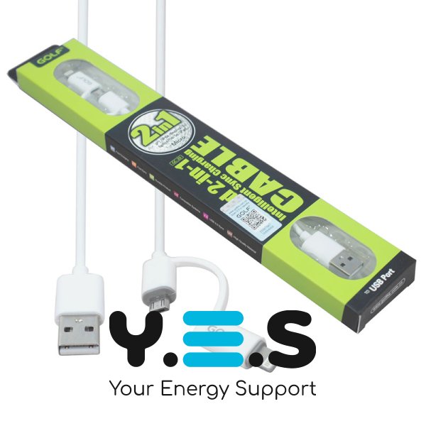 Кабель GOLF GC-20 2в1 Lightning + microUSB для зарядки й синхронізації