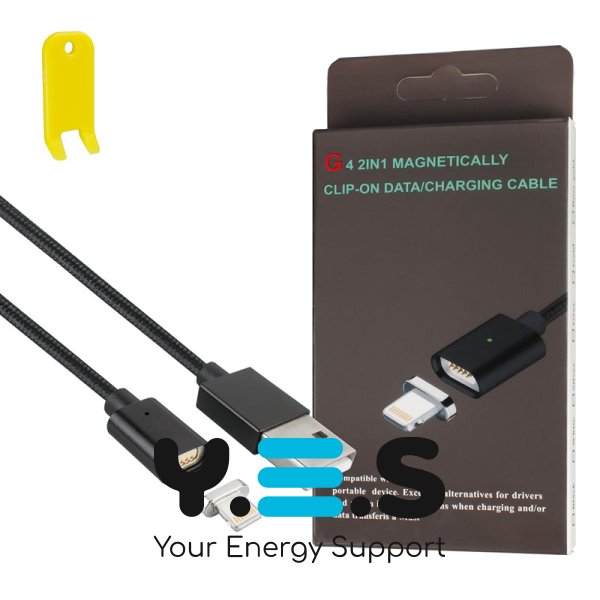 Магнітний металевий кабель Clip-On Lightning для iPhone, чорний