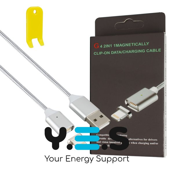 Магнітний металевий кабель Clip-On Lightning для iPhone, сірий