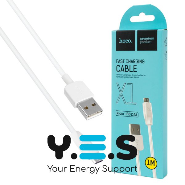 Кабель HOCO X1 Rapid MicroUSB 1 м, білий, 2,4 А