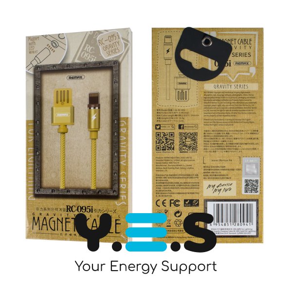 Магнітний кабель REMAX Gravity USB–Lightning (iP), золотистий