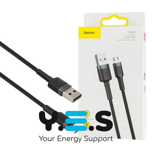 Кабель Baseus Cafule USB–Micro USB 2.4A 1 м, сірий/чорний (CAMKLF-BG1)