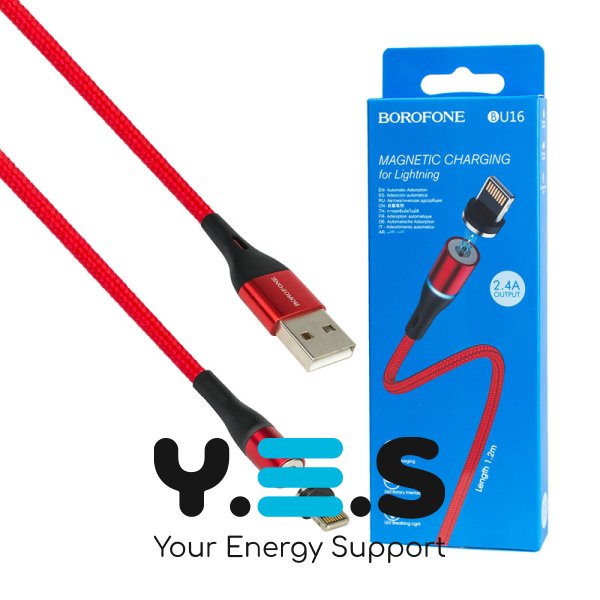 Магнітний кабель BOROFONE BU16 Skill USB–Micro USB 1.2 м, нейлон, алюміній, червоний