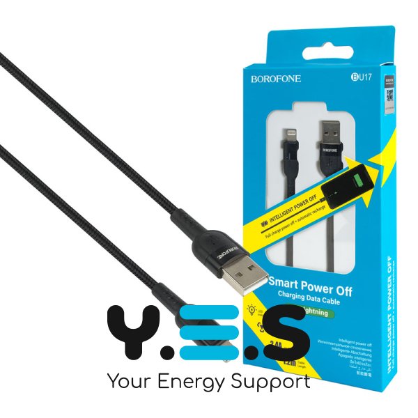 Кабель BOROFONE BU17 USB–iPhone (Lightning) 2.4A 1 м чорний