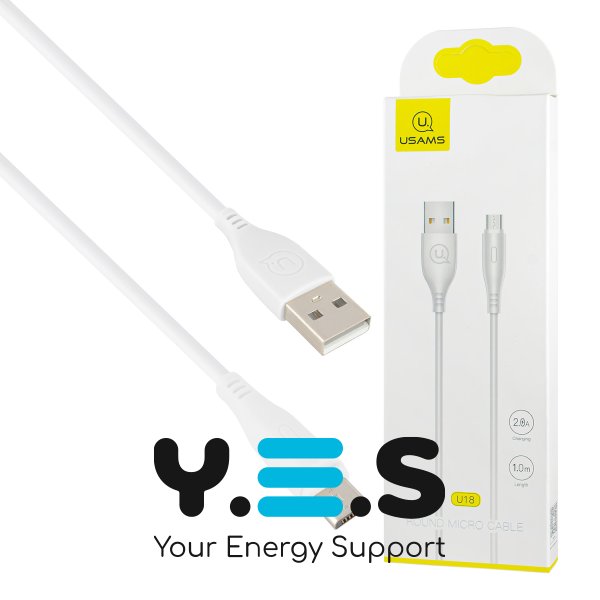Кабель USAMS US-SJ268 U18 Micro USB круглий, 1 м, білий