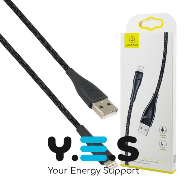 Кабель Usams US-SJ391 U41 Lightning, плетений, для зарядки й даних, 1 м, чорний