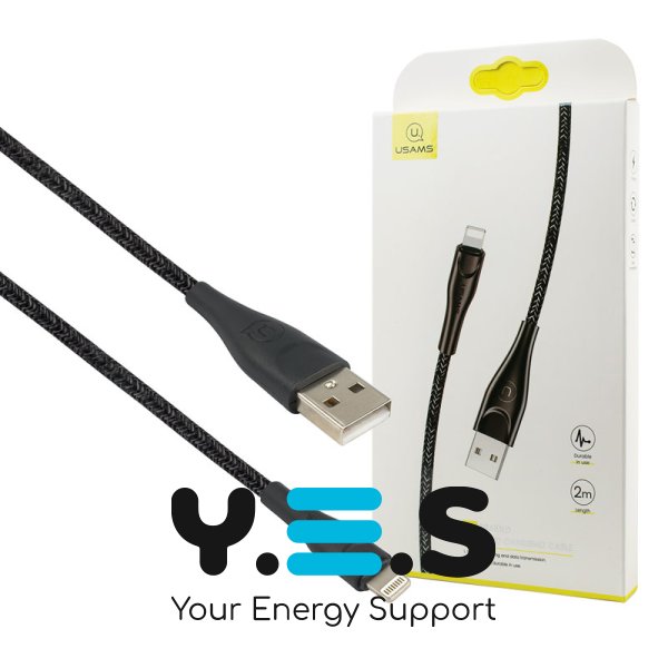 Кабель Usams US-SJ394 U41 Lightning, плетений, для зарядки й даних, 2 м, чорний