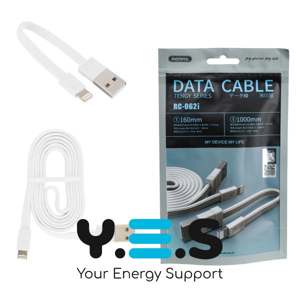 Кабель REMAX Tengy USB‑Lightning (iP) білий 1 м + 0,16 м