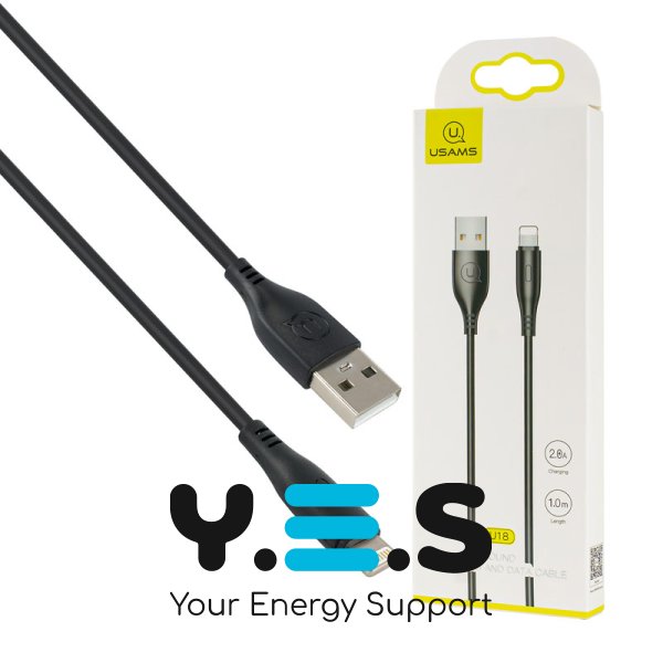 Кабель Usams US-SJ266 U18 USB–Lightning (IP) круглий 1 м, чорний