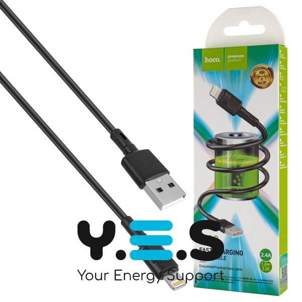 Кабель HOCO X83 USB–Lightning iP 2.4A 1 м, PVC, чорний