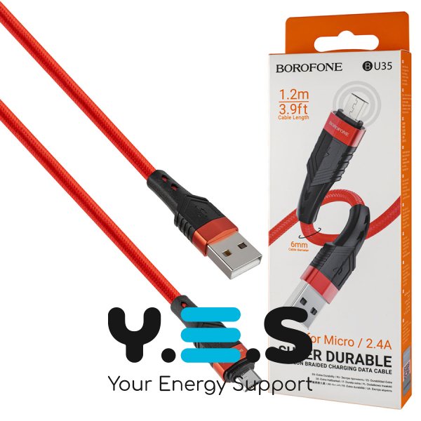 Кабель BOROFONE BU35 Micro-USB 1,2 м, червоний (6974443385311)