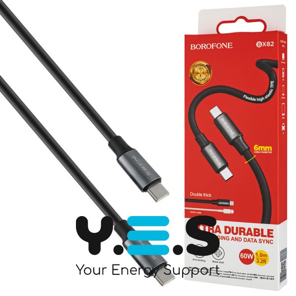 Кабель BOROFONE BX82 USB-C/USB-C 60W, чорний (6974443386257)