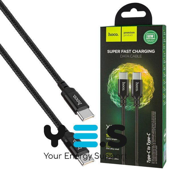 Кабель HOCO X14 Times Speed USB-C/USB-C 60W, чорний, 1 м (6931474752215)