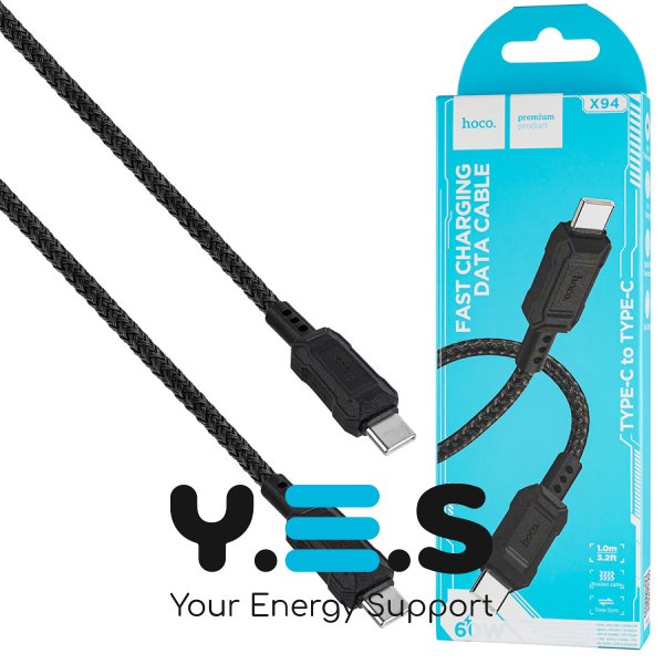 Кабель HOCO X94 Leader USB‑C—USB‑C 60W для зарядки та даних, чорний