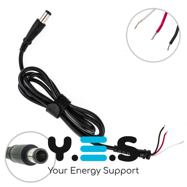 DC-кабель живлення Dell 90W 7.4×5.0мм+1pin, 3 жили (2×1мм+1×0.5мм), прямий штекер Original