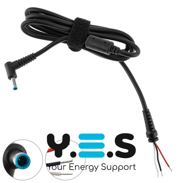 DC кабель живлення для БЖ HP 90W 4.5×3.0мм+PIN, L‑штекер, 3 жили (БЖ→ноутбук) Original